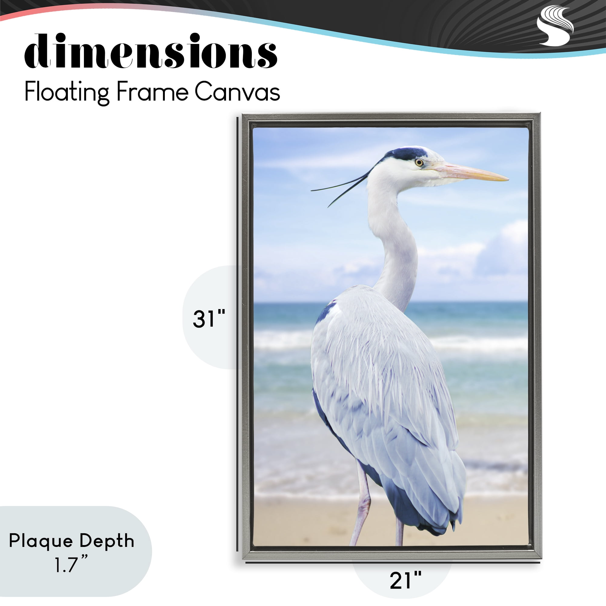Stupell Industries Vacationing Heron by Seaside Gray Framed Floater Canvas Wall Art, design by Marcus Prime