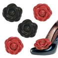 thumbnail image 1 of Uxcell 1-Set Clips Decorativos para Zapatos en Forma de Rosa, Broches de Flor de Cuero Sintético Removibles, Embellecimientos [Negro y Rojo], 1 of 7