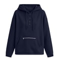 thumbnail image 4 of SYwaren Women's Oversized Pullover Hoodie Henley Long Sleeve Button Casual Sweatshirt Tops, 4 of 6