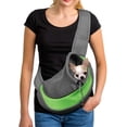 thumbnail image 1 of Bolsa de transporte para perros y gatos, bandolera para perros y gatos, bandolera tipo bandolera, color verde, 1 of 5