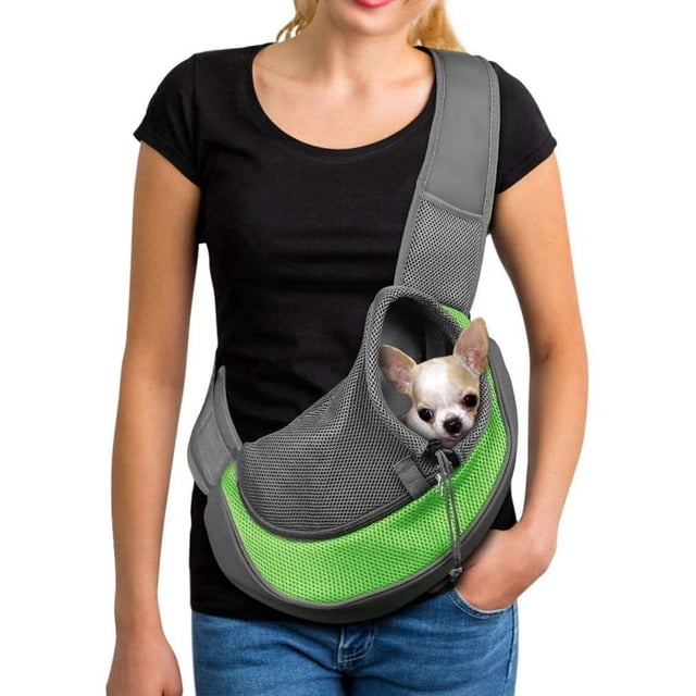 Bolsa de transporte para perros y gatos, bandolera para perros y gatos, bandolera tipo bandolera, color verde
