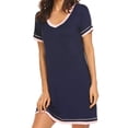 thumbnail image 3 of Women's Wear Around Nightshirt Short Sleeve Sleepwear Comfy Sleep Shirt Pleated Scoopneck Nightgown S-XXL, 3 of 6