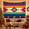 thumbnail image 3 of Southwest Diamond Medallion in Gradient Sunset Bands, Whimsical Boho for Boho Lovers, Geometric Woven Wall Art, Housewarming Gift, Tapestry Wall Hanging for Living Room and Bedroom, 3 of 7