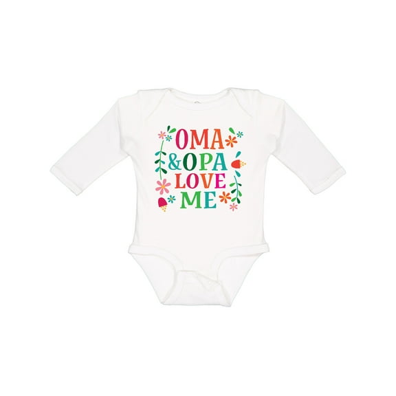 Inktastic Oma and Opa Love Me Girls Long Sleeve Baby Bodysuit
