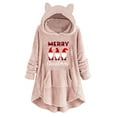 thumbnail image 1 of Trajes Navideños Para Mujer Abrigo de Felpa de Invierno Impresión Informal Orejas de Gato Top de Manga Larga Con Capucha Odeerbi ODB203384, 1 of 4