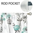 thumbnail image 5 of Teal Grey Flower Kitchen Curtains Floral Bathroom Curtains Window Treatment Drapes Tier Botanical Plant Rose Herb Wildflower Cafe Small Bedroom Short French Door Curtains 2 Panels 27.5x39 Inch, 5 of 6