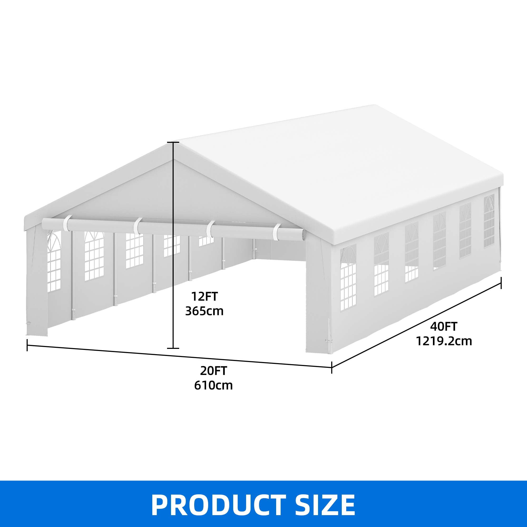 Uforic 20x40ft Heavy Duty Party Tent with Removable Sidewalls & 4 Storage Bags, Commercial Wedding Large Tent,Outdoor Carport Party Tent for Event, Waterproof, White