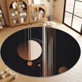 thumbnail image 1 of Round Rug Black 6ft Abstract Geometric Lines Area Indoor Circle Rug Round Washable Rug, Floor Mat Print Non Slip Carpet Kitchen Living Room Dining Room Playroom Decor, 1 of 7