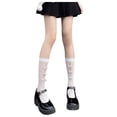 thumbnail image 1 of HBFAGFB Bas pour Femmes Mode Chaussettes Mi-Mollet Résille Fines avec Nœud Blanc Taille Unique, 1 of 3