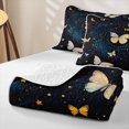 thumbnail image 4 of Manfei Twinkling Butterfly Printed Twin Quilt Set,Cosmic Swirl Print Twin Coverlet Set,Blue Gold,Black Reversible,2-Piece,1 Bedspread and 1 Pillowcase, 4 of 7