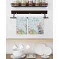 thumbnail image 3 of Happy Easter Kitchen Dish Towels for Drying Dishes Set of 2, Spring Bunny Easter Eggs Floral Teal Wood Waffle Weave Microfiber Hand Tea Bathroom Towels Quick Dry & Absorbent Towel 15.7x23.6, 3 of 7