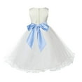 thumbnail image 3 of Ekidsbridal Satin Ivory Ice Blue Tulle Rattail Edge Flower Girl Dresses for Communion Baptism Christening Gown Wedding Pageant 829S S, 3 of 3