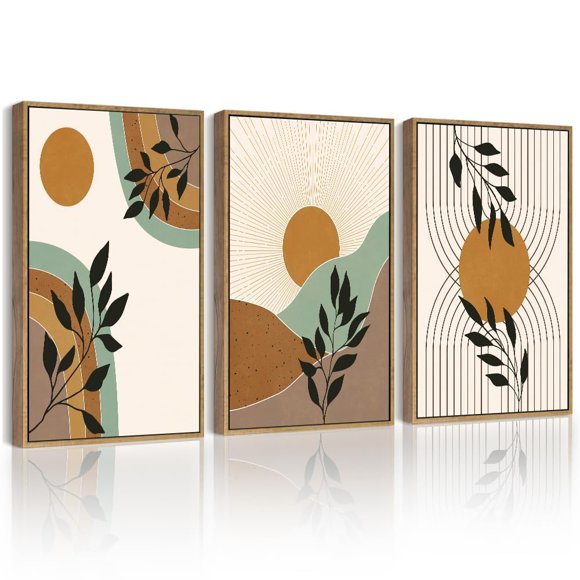 Arte de pared PHOPAGO boho con planta salvia, set enmarcado de 28 x 36 cm