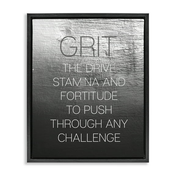Stupell Industries Grit Motivational Definition Text & Numbers Painting Black Floater Framed Canvas Art Print Wall Art, 17 x 21