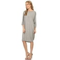 thumbnail image 2 of Women's Solid Casual Sexy Relax fit Dolman 3/4 Sleeve Side Draped Midi Dress, 2 of 5