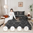 thumbnail image 3 of Castle Fairy Leopard Bow Letter T Twin Comforter Sets 3-Piece for Women,Gothic Theme Bedding Set,Black Reversible, 3 of 6