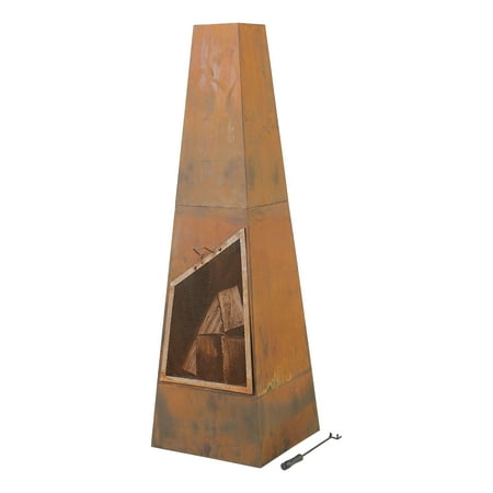 Mainstays Hadlee Steel Wood Burning Chiminea (Best Chiminea Outdoor Fireplace)