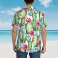thumbnail image 6 of Xecao Flowers and Cactus print Hawaiian shirt - a stylish short-sleeve button-down for men, perfect for casual beach and tropical outings., 6 of 9