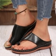 thumbnail image 2 of Rokment Orthopedic Wedges Walking Flip Flops for Women 2026 Summer Beach Fashion Casual Leather Platform Arch Support Slip on Sandals Comfortable Thongs Slides Slippers Vacation Black Size 6.5, 2 of 5
