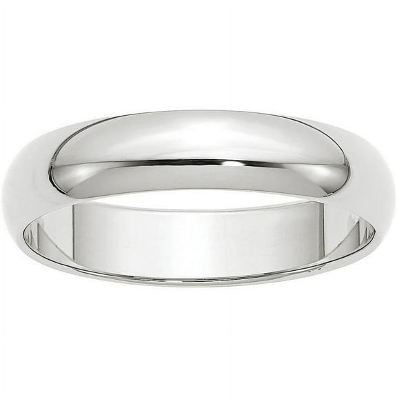Primal Gold 10 Karat White Gold 5mm Half Round Band Size 4.5