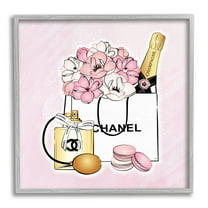 Stupell Industries Golden Perfume Flowered Fashion Shopping Bag Confectionary Macaroons ,12 x 12, Design by Martina Pavlova