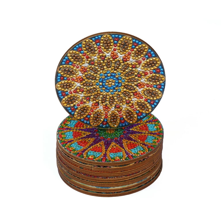 8 Pcs Diamond Painting Coasters With Holder, Diy Mandala Coasters