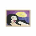 thumbnail image 1 of Halloween Wall Art with Frame, Vampire Girl on a Cemetery Background Night with Moon and Bats, Printed Fabric Poster for Bathroom Living Room, 35" x 23", Purple Lavender and Dark Grey, by Ambesonne, 1 of 2