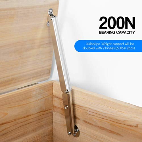 ,2 Packs 200N Gas Struts Heavy Duty Hinges Automatic Slow Lowering Gas Springs Hinges for Toy Box Storage Box,30 lb per strut Soft Close Lid Support 