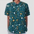 thumbnail image 2 of TOWMUS Floral Summer Tops Blouses Women's Summer Lapel Print Cotton and Linen Top Shirts for Women Linen Ladies Blouses Dark Green, 2 of 5