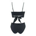 thumbnail image 4 of MIXUE Swim Suits for Women Solid Color Bikini Sets for Women Two Piece High Waisted Ruched Summer Swimwears Holiday Wear,Black,S, 4 of 5