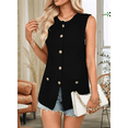 thumbnail image 7 of Women'S 2025 Summer Sweater Vest Sleeveless Knit Cardigan Button Down Tank Tops Black S, 7 of 7