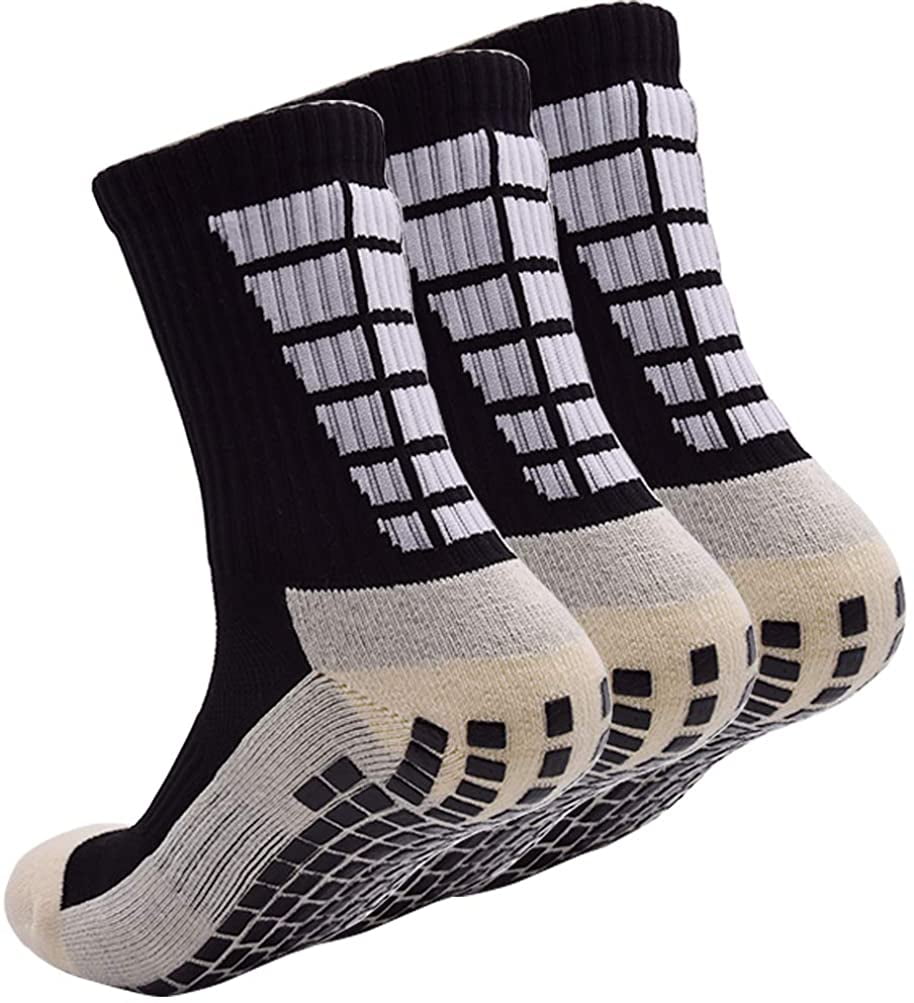 X-Large, 6 pairs-black RATIVE Anti Slip Non Skid Slipper Hospital Socks with grips for Adults Men Women 