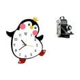 thumbnail image 1 of Reloj de pared de madera con forma de pingüino de dibujos animados, estatua de cámara, adorno de resina, decorativo, encantador, alimentado por baterí, 1 of 8