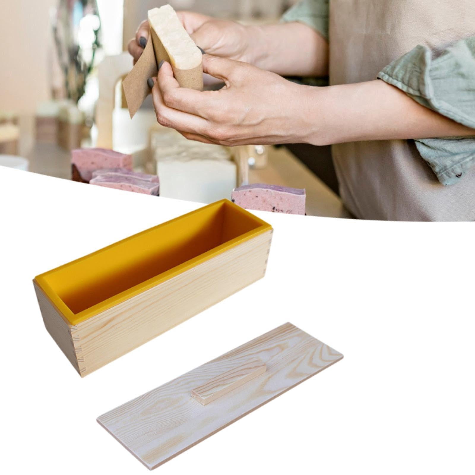 Yunhgft Rectangle Handmade Soap Mould with Wood Box for Candles Making Soap Supplies Yellow