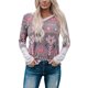 thumbnail image 1 of Jersey de manga larga con cuello en V, estampado elegante, cómodo, informal, suelto, para mujer, sudadera, color caqui S, 1 of 4