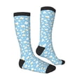 thumbnail image 3 of Picia Women Crew Soft Moisture-wicking Socks Blue Popcorn Pattern Design Cotton Socks, One Size fit All, 3 of 9