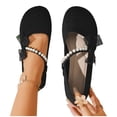 thumbnail image 4 of SuTry Women's Round Toe Flats Pearl Diagonal Strap Bow Decor Slip On Lightweight Comfortable Casual Walking Shoes(40), 4 of 9