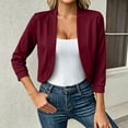 thumbnail image 2 of QIYAGBSA Women Cropped Cardigan Open Front Long Sleeve Relaxed Fit Casual Shrug Top (Wine, M), 2 of 6