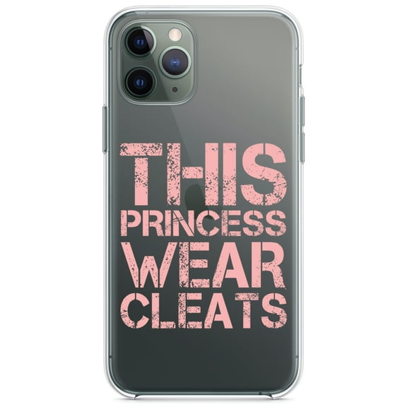 DistinctInk Clear Shockproof Hybrid Case for iPhone 11 Pro (5.8" Screen) - TPU Bumper Acrylic Back Tempered Glass Screen Protector - This Princess Wear Cleats