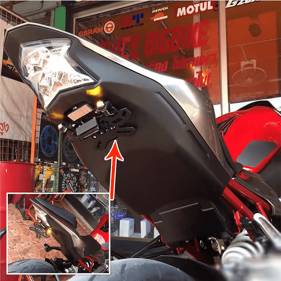 Motorcycle Foldable License Plate Frame Bracket Mount Universal Fit for CBR600RR CBR1000RR 929RR 954RR YZFR1 YZFR6 GSXR600 GSXR750 GSXR1000 Ninja ZX6R ZX9R ZX10R 1098 1198 S1000R