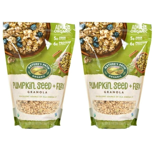 2 PACK Nature's Path Organic Pumpkin Seed + Flax Granola