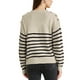 thumbnail image 3 of Suéter de rayas de mujer INSPIRE CHIC con cuello redondo y manga larga de punto trenzado, 3 of 6