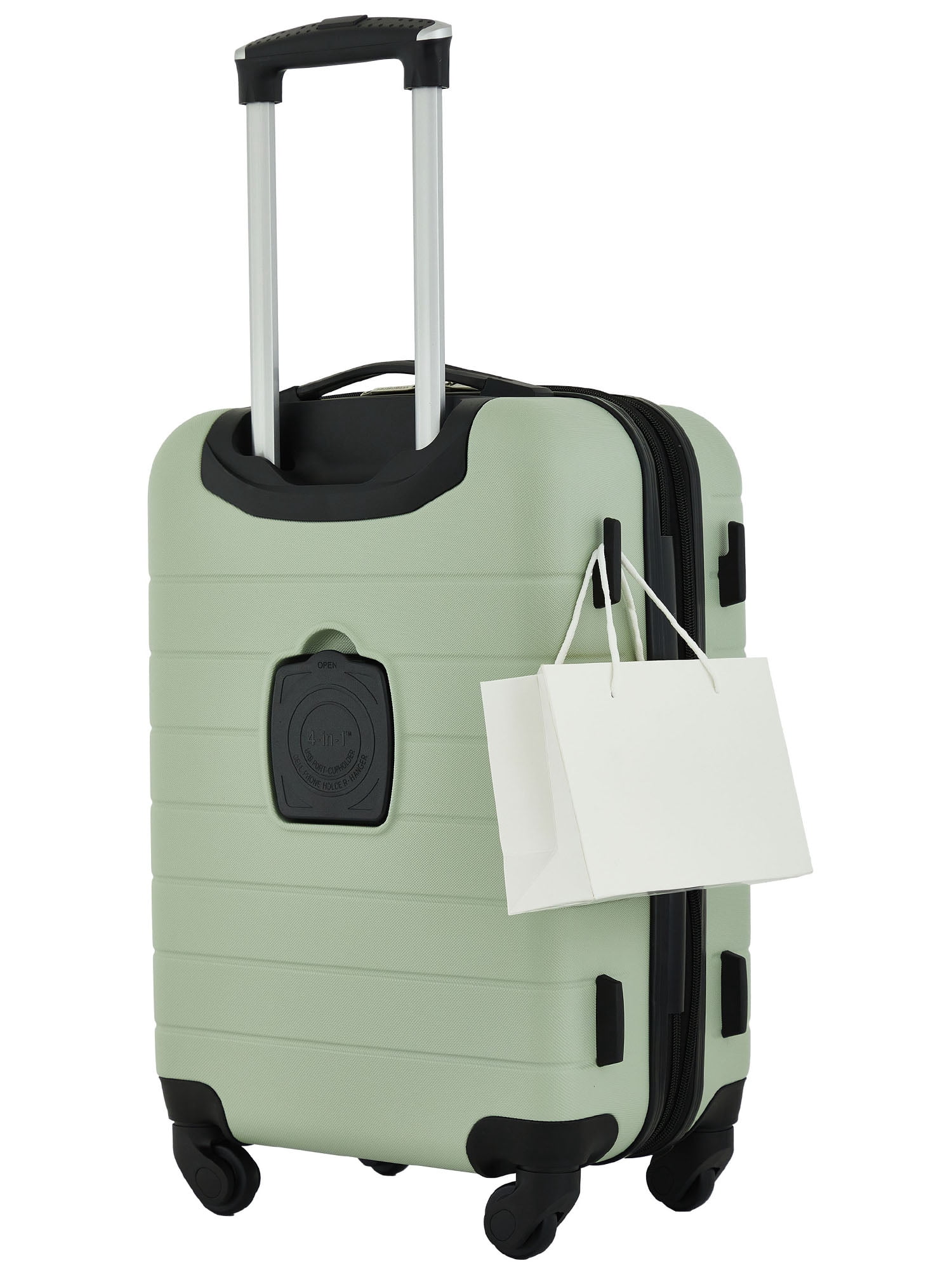 Wrangler 2-Piece Expandable Rolling Hard Side Carry-on Spinner Set with Cup Holder, Desert Sage