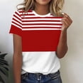 thumbnail image 2 of LNWUY Women's Fashion Striped Colorblock T-Shirt Casual Short Sleeve Crewneck Tee Graphic Tops for Daily Wear Red XL, 2 of 6