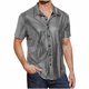 thumbnail image 1 of Camisetas Elvqul Hombre Economicas Stretch Plata de Plata Manga Corta sin Estampado Solapa Botones, 1 of 3