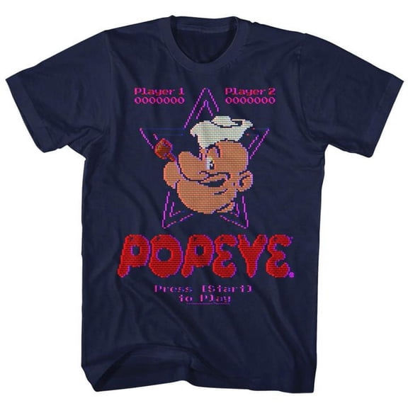 Popeye Old Game Navy Adult T-Shirt 2Xlt