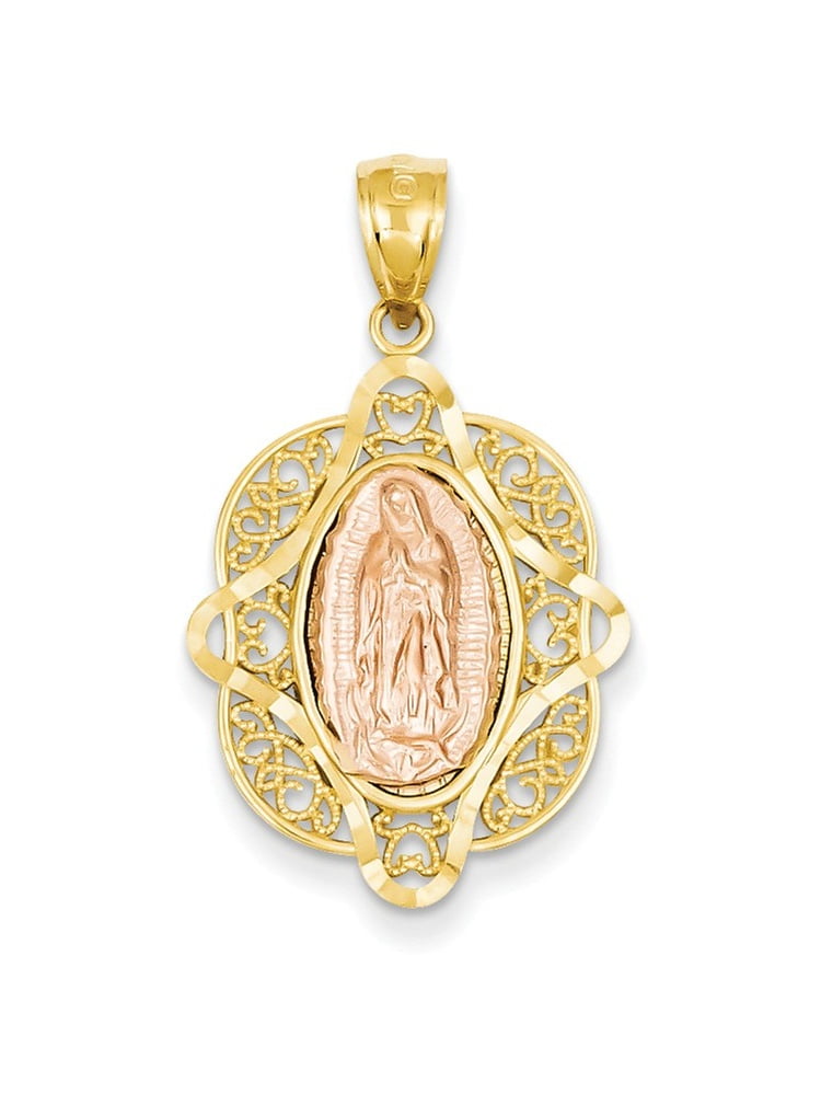 14k Two Tone Yellow Gold Rose Virgin 