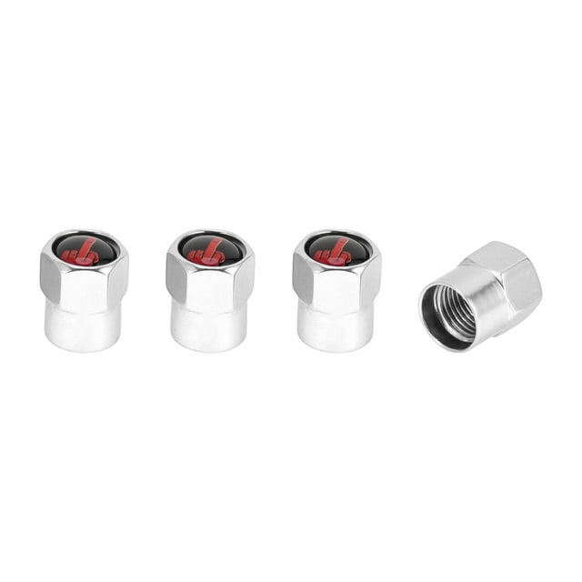 4 Pcs Tapones de Válvula de Neumático con Patrón de Dedo para Cubiertas Decorativas de Válvula de Neumático de Coche Aleación de Aluminio Goma Tonos Plateados Rojos 8x12mm