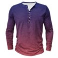 thumbnail image 2 of S-5X Mens Big and Tall T Shirts Long Sleeve Plus Size T-Shirts Button Crewneck Casual Pullover Slim-Fit Gradient Printed Basic Tees Tops, 2 of 4