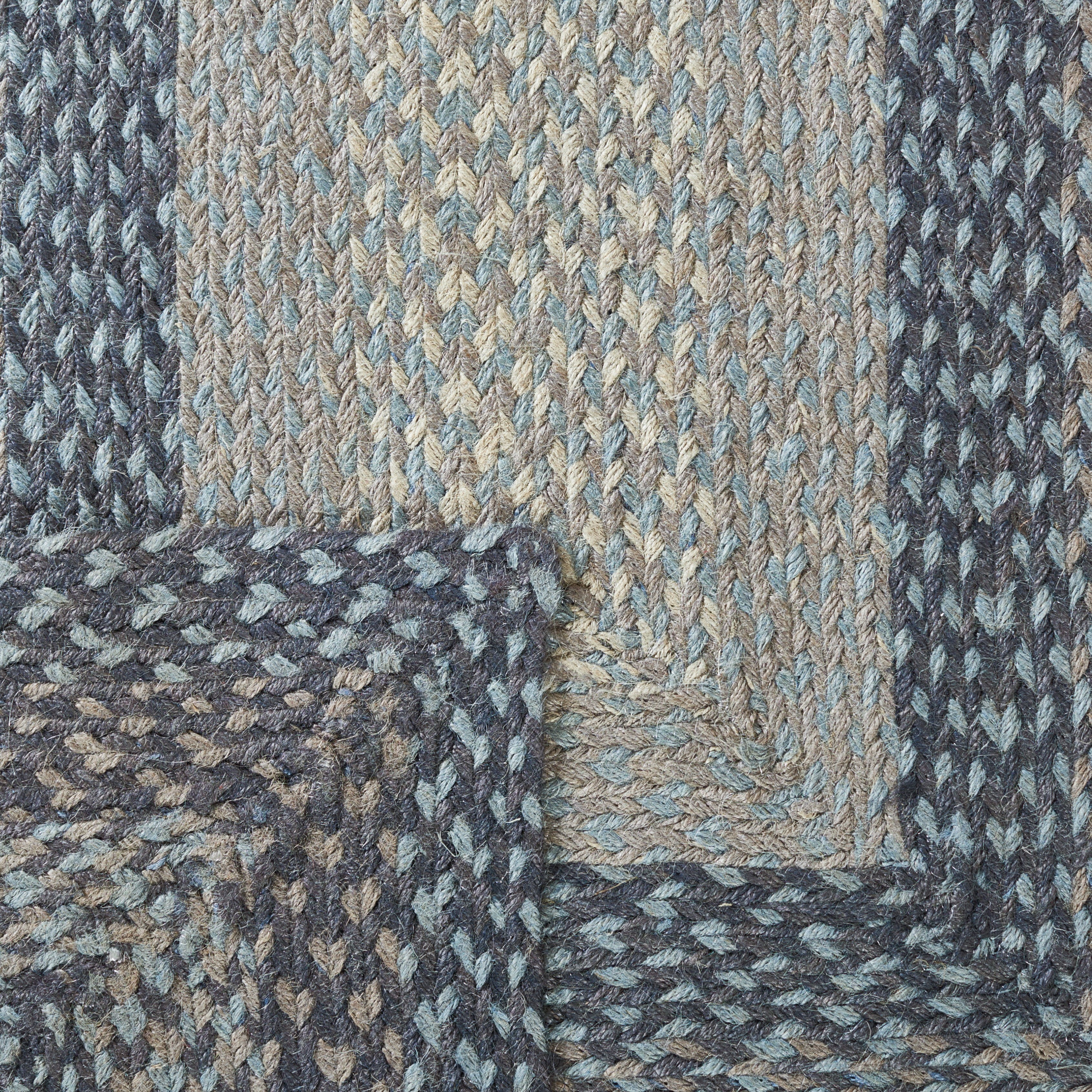 SAFAVIEH Braided Dorinda Bordered Reversible Area Rug, Gray/Blue, 6' x 6' Square